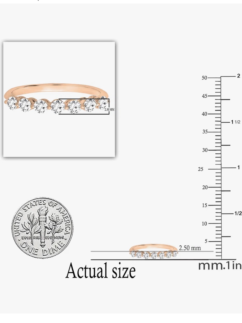 Rose gold .50 stackable diamond ring. - Picture 8 of 9